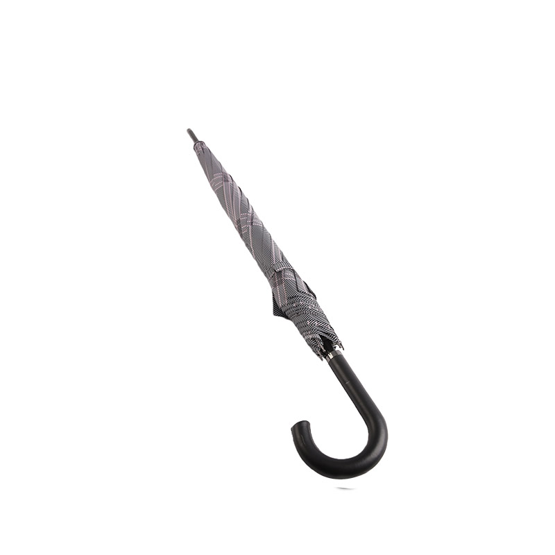 Dù thẳng Pongee ca rô màu xám đậm-0E6B0351