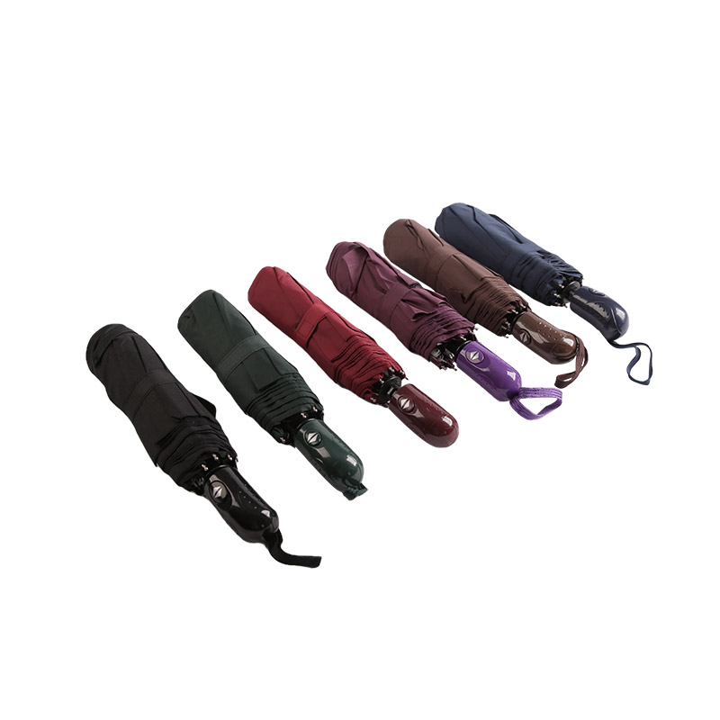 Ô gấp 3 gấp Pongee chống mưa màu tối-0E6B0491