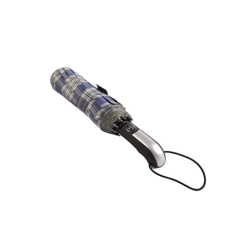 Dù gấp 3 ô Pongee sọc kẻ sọc đậm-0E6B0533